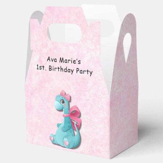 Schattige Roze Blauwgroen Dino 1st. verjaardagsfee Bedankdoosjes (Geopend)