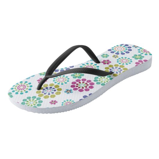 Schattige Roze Blauwgroen Dot Flower Pattern Teenslippers (Schuin)