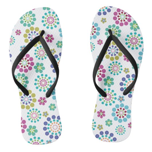 Schattige Roze Blauwgroen Dot Flower Pattern Teenslippers (Voetbed)