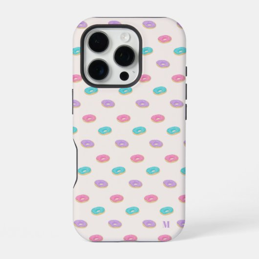 Schattige Roze Blauwgroen Paarse Donuts Patroon Ge iPhone Hoesje (Achterkant)