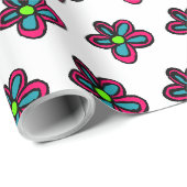 Schattige Roze Bloem Cadeaupapier (Rol Hoek)