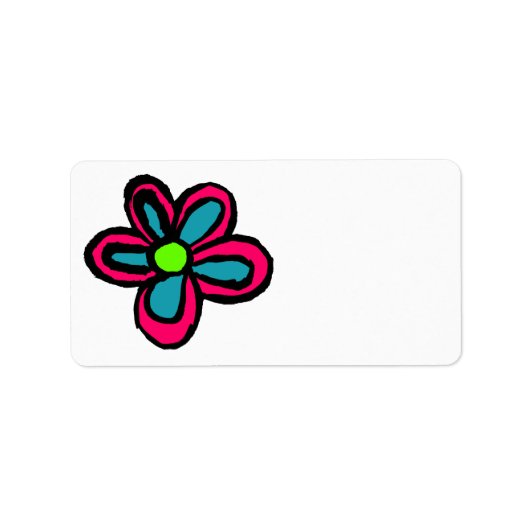 Schattige Roze Bloem Etiket (Voorkant)