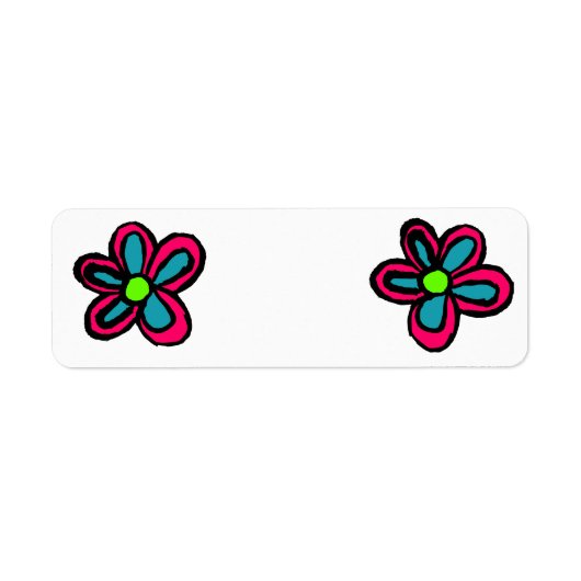 Schattige Roze Bloem Etiket (Voorkant)