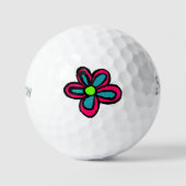 Schattige Roze Bloem Golfballen (Voorkant)