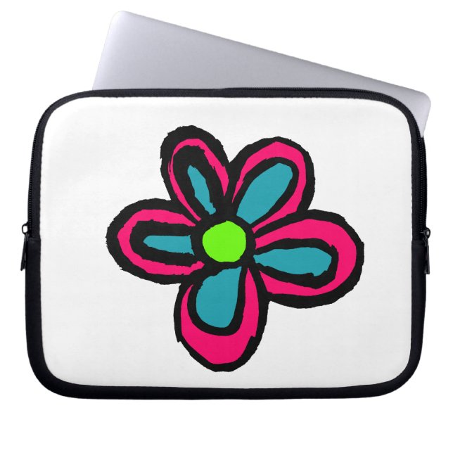 Schattige Roze Bloem Laptop Sleeve (Voorkant)