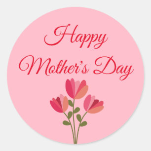 Schattige Roze Bloem Moederdag Ronde Sticker
