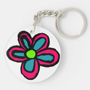 Schattige Roze Bloem Sleutelhanger