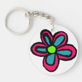 Schattige Roze Bloem Sleutelhanger (Voorkant)