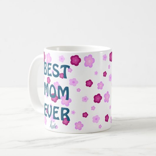 Schattige roze bloembloemengradiënt Patroon Koffiemok (Voorkant links)