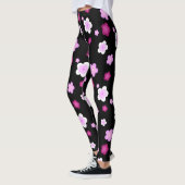 Schattige roze bloembloemengradiënt Patroon Leggings (Links)