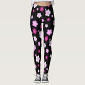 Schattige roze bloembloemengradiënt Patroon Leggings (Voorkant)