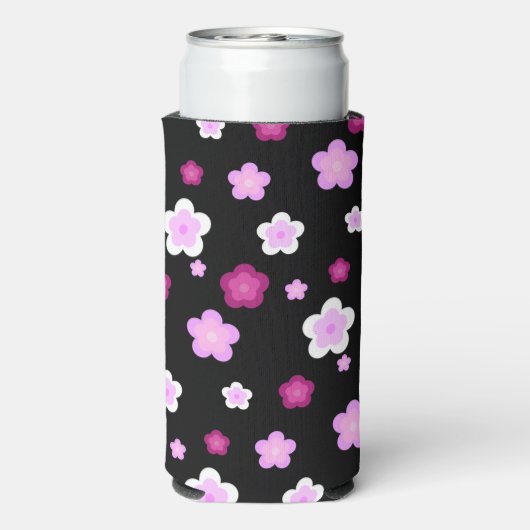 Schattige roze bloembloemengradiënt Patroon Seltzer Blikjeskoeler (Seltzer Achterkant)