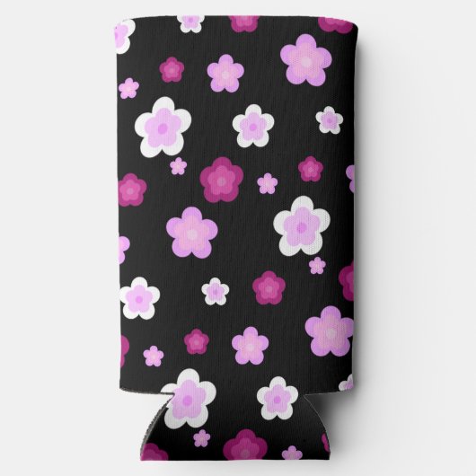Schattige roze bloembloemengradiënt Patroon Seltzer Blikjeskoeler (Achterkant)