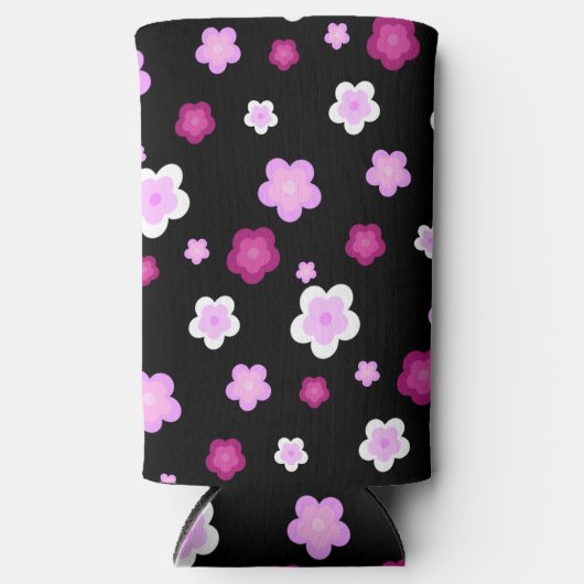 Schattige roze bloembloemengradiënt Patroon Seltzer Blikjeskoeler (Voorkant)