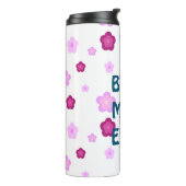 Schattige roze bloembloemengradiënt Patroon Thermosbeker (Gedraaid links)