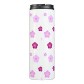 Schattige roze bloembloemengradiënt Patroon Thermosbeker (Achterkant)