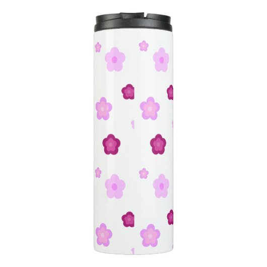 Schattige roze bloembloemengradiënt Patroon Thermosbeker (Achterkant)