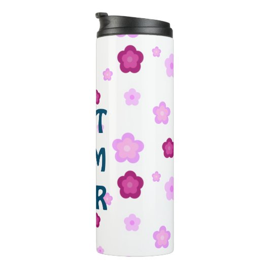 Schattige roze bloembloemengradiënt Patroon Thermosbeker (Geroteerd rechts)