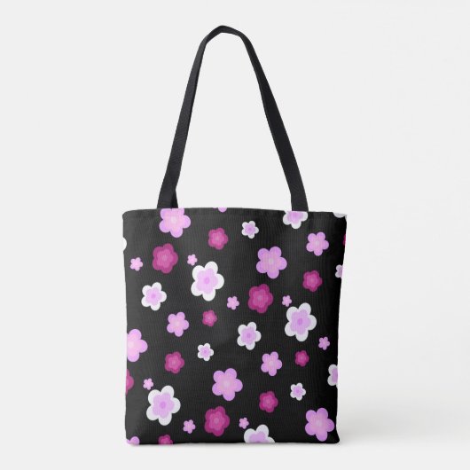 Schattige roze bloembloemengradiënt Patroon Tote Bag (Achterkant)