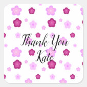 Schattige roze bloembloemengradiënt Patroon Vierkante Sticker (Voorkant)