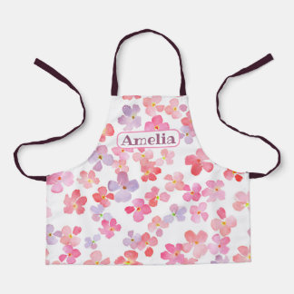Schattige roze bloemen all-over print Schort