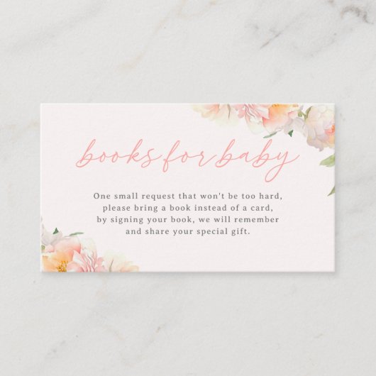 Schattige roze bloemen meisje Baby shower boeken v Informatiekaartje (Voorkant)