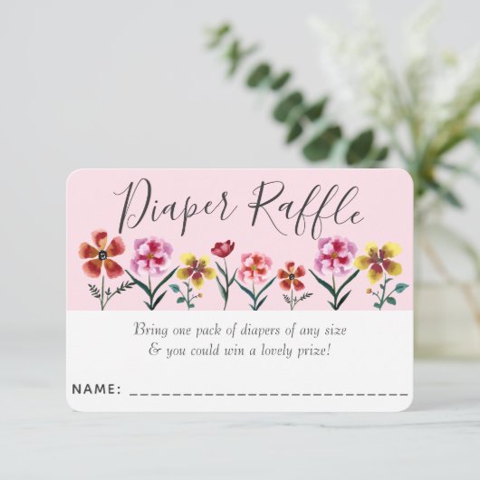 Schattige Roze Bloemen Meisje Baby shower Luier Ra Informatiekaartje (Staand voorkant)