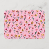 Schattige Roze Bloemen Meisje Baby shower Luier Ra Informatiekaartje (Achterkant)