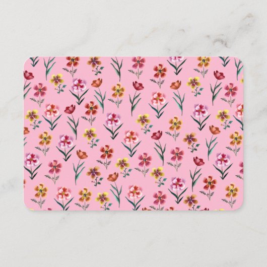 Schattige Roze Bloemen Meisje Baby shower Luier Ra Informatiekaartje (Achterkant)