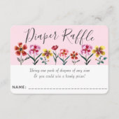 Schattige Roze Bloemen Meisje Baby shower Luier Ra Informatiekaartje (Voorkant)