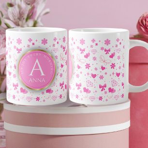 Schattige Roze Bloemen naadloos Patroon, Girly Flo Grote Koffiekop