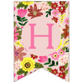 Schattige Roze Bloemen verjaardagsfeestpatroon Vlaggetjes (Tweede vlag)