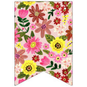 Schattige Roze Bloemen verjaardagsfeestpatroon Vlaggetjes (Eerste vlag)