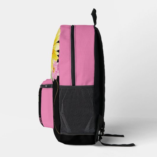 Schattige Roze Bloemen Waterverf Roos Daisy Monogr Bedrukte Rugzak (Rechts)