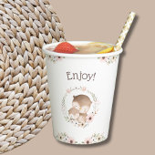 Schattige Roze Bloemen Woodland Owl Baby shower Papieren Bekers