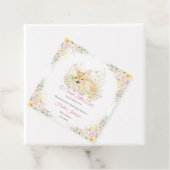 Schattige roze bloemenherten Baby shower Bedankjes Labels (In situ)