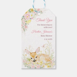 Schattige roze bloemenherten Baby shower Cadeaulabel