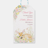 Schattige roze bloemenherten Baby shower Cadeaulabel (Achterkant)