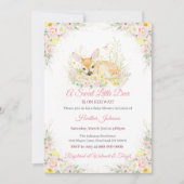 Schattige roze bloemenherten Baby shower Kaart (Voorkant)