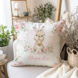 Schattige roze bloemenkonijn konijn baby meisje ki kussen