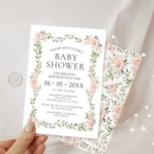 Schattige roze bloemenkrans bohemian baby girl sho kaart