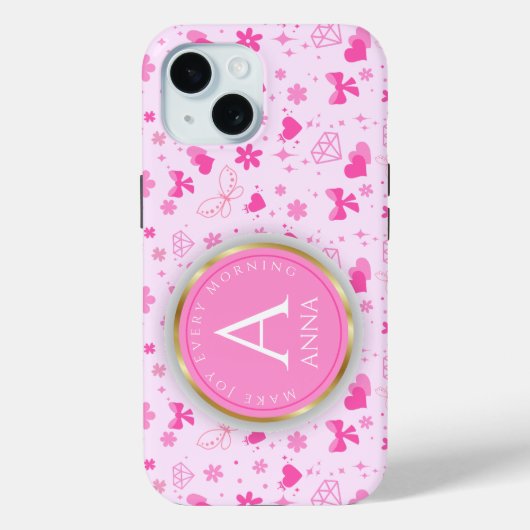 Schattige roze bloemenpatroon, meisjesachtig bloem Case-Mate iPhone case (Achterkant)