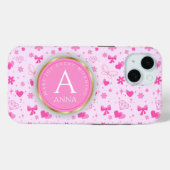 Schattige roze bloemenpatroon, meisjesachtig bloem Case-Mate iPhone case (Achterkant (horizontaal))