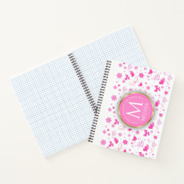 Schattige roze bloemenpatroon, meisjesachtig bloem notitieboek