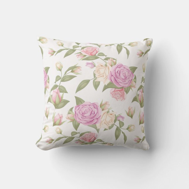 Schattige roze bloementeken kussen (Voorkant)