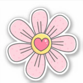 Schattige roze bloemetje met hart sticker (Voorkant)