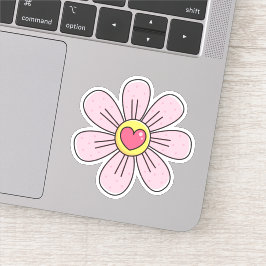 Schattige roze bloemetje met hart sticker