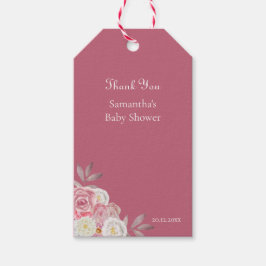 Schattige Roze Bloemige Baby Shower Bedankt Cadeaulabel