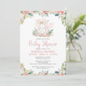 Schattige Roze Bloemige Bos Konijn Baby Shower (Staand voorkant)