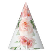 Schattige roze bloemige Oerwoud Dieren 1e Verjaard Feesthoedjes (Achterkant)